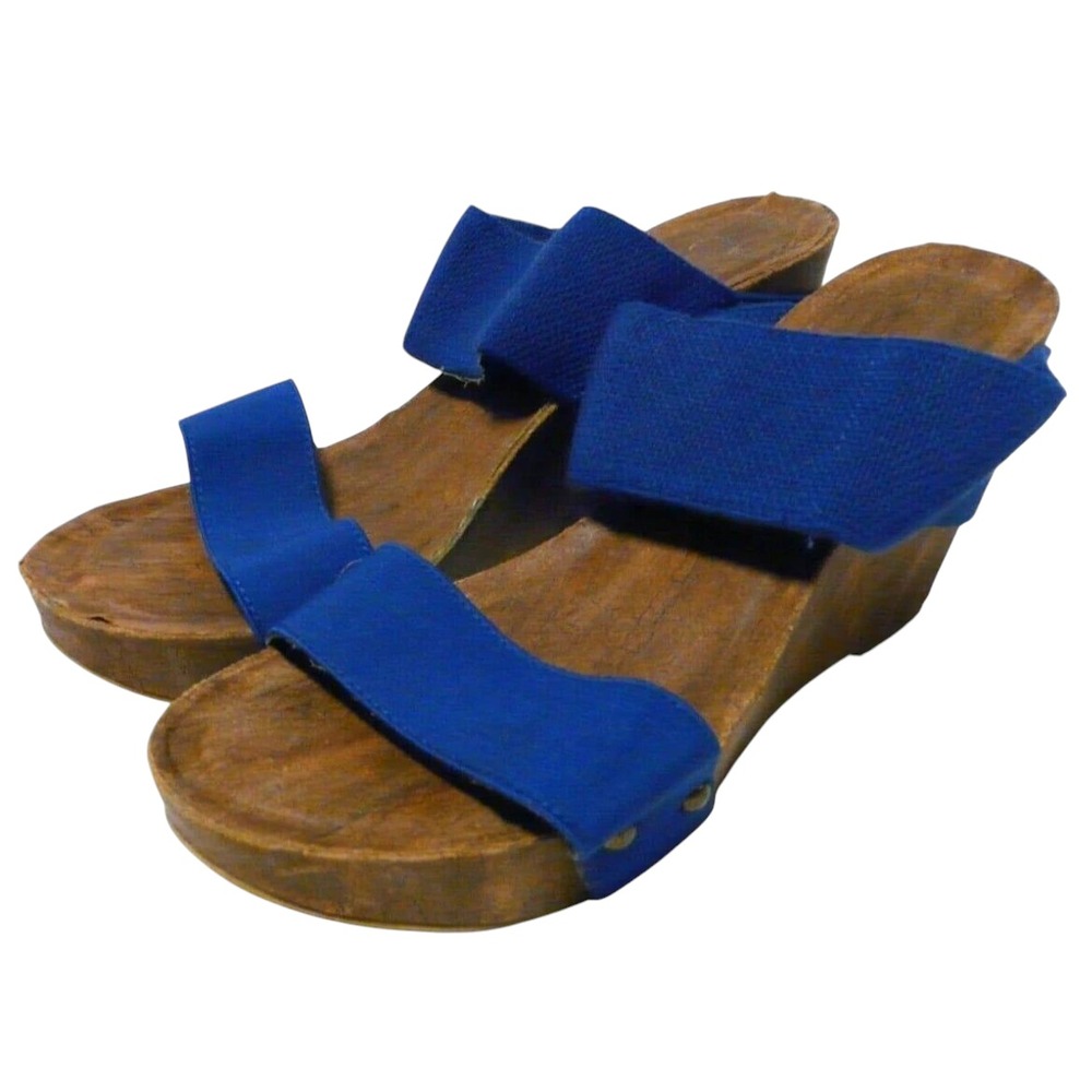 Cato Royal Blue Fabric Strap Wedge Sandals SZ. 9M